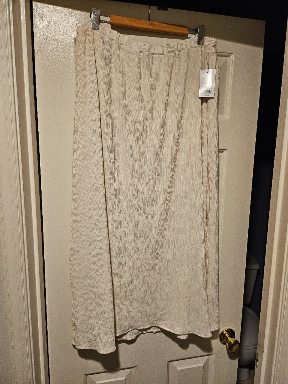 NWT Cream Pleated Maxi Skirt with Mini Lining & Side Slits